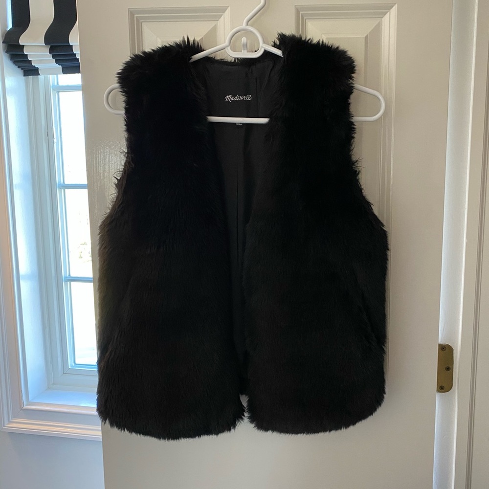 Madewell Black Faux Fur Vest